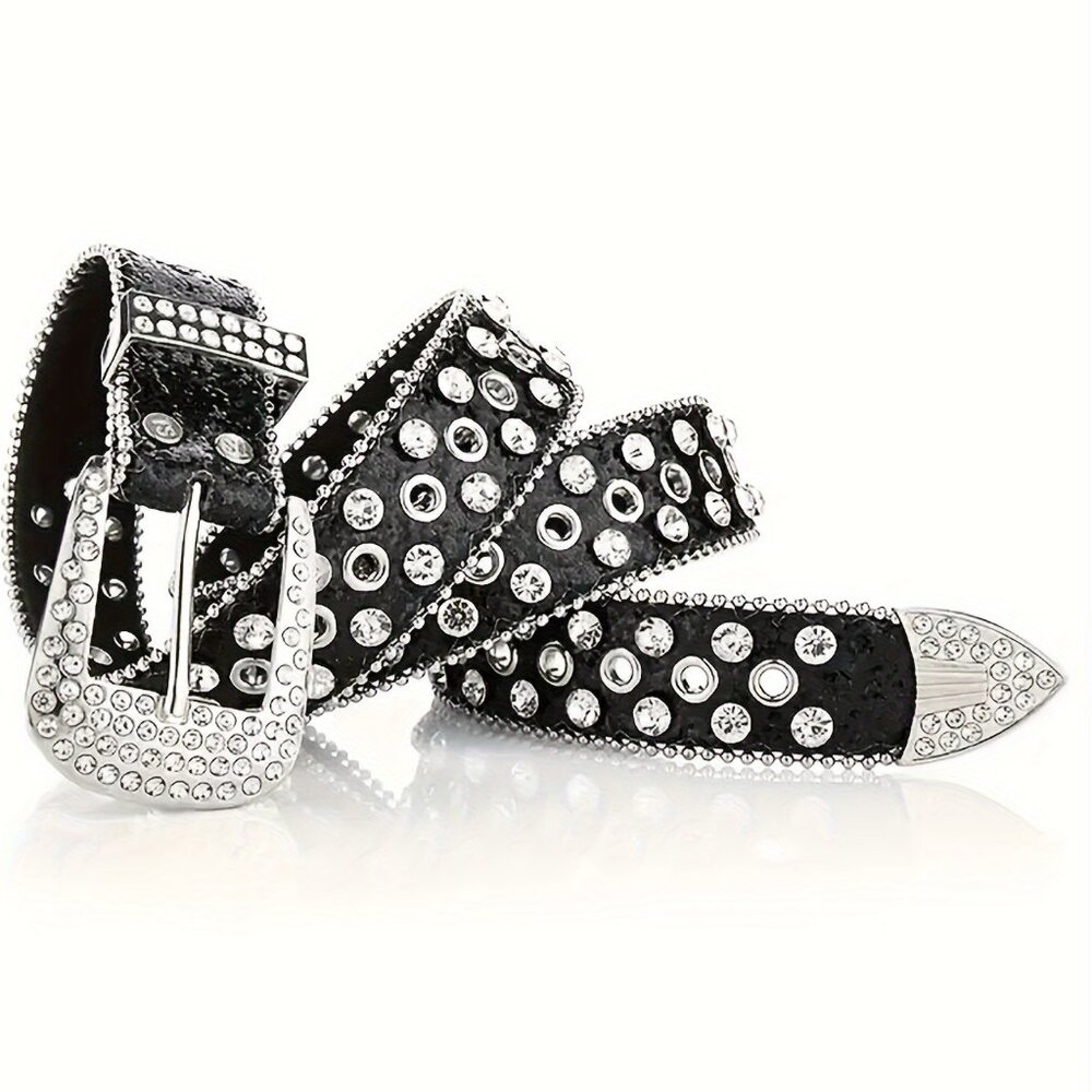 Pink Hip Hop Cowboy Cowgirl Rhinestone Y2K Belt Buckle - Trendy Faux Leather - Picture 7 of 7